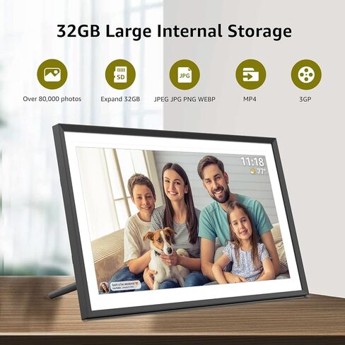 Digital Picture Frame 15.6 inch, WiFi Digital Photo Frame with 32GB Storage, 1920x1080 FHD IPS Touch Screen, Auto-Rotate, Easy Setup to Share Photos or Videos Instantly via Frameo App in Kuwait