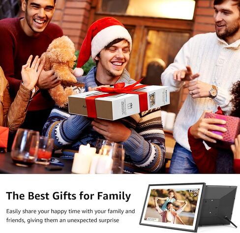 Digital Picture Frame 15.6 inch, WiFi Digital Photo Frame with 32GB Storage, 1920x1080 FHD IPS Touch Screen, Auto-Rotate, Easy Setup to Share Photos or Videos Instantly via Frameo App in Kuwait