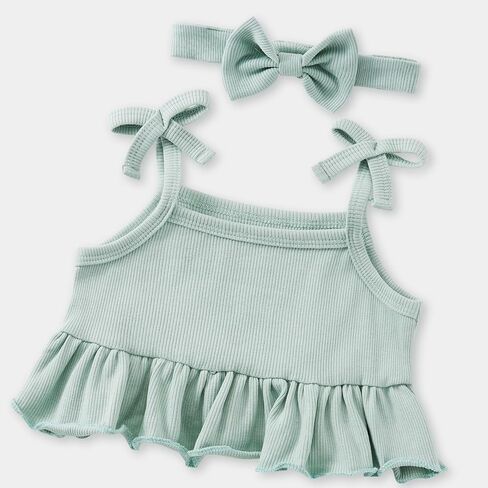 الوليد الطفل بنات ملابس الصيف الرضع لطيف مجموعة تي شيرتات قصيرة للأطفال طفل الفتيات كشكش الأعلى السراويل عقال 3 قطعة الملابس مجموعة 0-24 متر in Kuwait