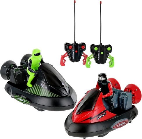 Click N' Play Set of 2 Remote Control Bumper Cars, Stunt RC Battle Cars with Drivers, Toy Game for Boys & Girls Ages 6+, Black Red in Kuwait