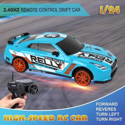 RC Drift Car Remote Control Car 2.4GHz 1:24 Scale 4WD 15KM/H High Speed Model Vehicle LED Lights Drifting Tire Racing Sport Toy Car for Adult Boys Girls Kids Gift 2Pcs Rechargeable Batterie in Saudi Arabia