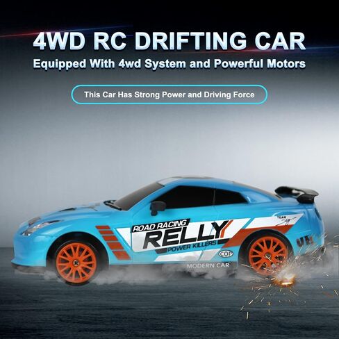 RC Drift Car Remote Control Car 2.4GHz 1:24 Scale 4WD 15KM/H High Speed Model Vehicle LED Lights Drifting Tire Racing Sport Toy Car for Adult Boys Girls Kids Gift 2Pcs Rechargeable Batterie in Saudi Arabia