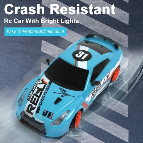 RC Drift Car Remote Control Car 2.4GHz 1:24 Scale 4WD 15KM/H High Speed Model Vehicle LED Lights Drifting Tire Racing Sport Toy Car for Adult Boys Girls Kids Gift 2Pcs Rechargeable Batterie in Saudi Arabia