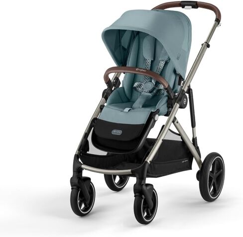 عربة الأطفال والرضع Cybex Gazelle S الكل في واحد مع أكثر من 20 تكوينًا معياريًا، واستلقاء مريح شبه مسطح، وسلة تسوق، وطي مدمج، لون أسود قمري، إطار أسود in Kuwait