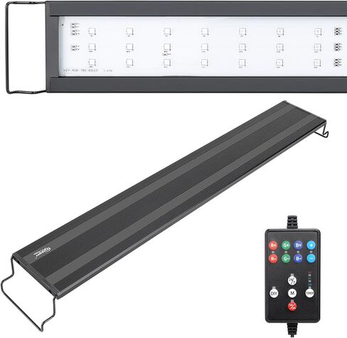 hygger LED Aquarium Light، 42W Full Spectrum Fish Tank Light مع مؤقت متعدد الألوان وضع DIY 24/7 الوضع الطبيعي سطوع قابل للتعديل، ضوء نبات حوض السمك مع أقواس قابلة للتمديد لخزان 46 ~ 52IN in Kuwait