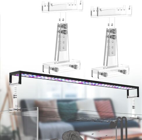 WooFog Aquarium Light Riser for Rimless/0.78" Width Rimmed Tanks, Adjustable Fish Tank LED Light Holder Hanging kit, Extendable Plant Light Mounting Bracket for Width 2.5"-4.4"Aquarium Lamp-Acrylic in Saudi Arabia