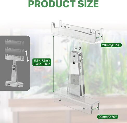 WooFog Aquarium Light Riser for Rimless/0.78" Width Rimmed Tanks, Adjustable Fish Tank LED Light Holder Hanging kit, Extendable Plant Light Mounting Bracket for Width 2.5"-4.4"Aquarium Lamp-Acrylic in Saudi Arabia