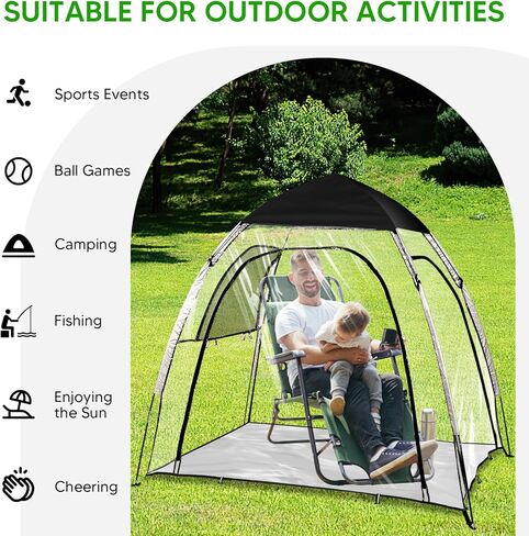 خيمة رياضية، كبسولات طقس شفافة مقاومة للماء - كبيرة من 2 إلى 3 أشخاص - خيمة خارجية ذات رؤية واضحة مع غطاء علوي قابل للإزالة وأرضية محكمة الغلق، مأوى لجميع الأحوال الجوية لمشاهدة الأحداث الرياضية والتخييم وصيد الأسماك in Kuwait