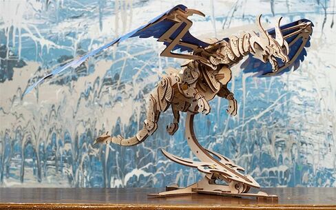 أحجية UGEARS Windstorm Dragon ثلاثية الأبعاد - ألغاز خشبية ثلاثية الأبعاد ذاتية التجميع للبالغين والأطفال - مجموعة نماذج خشبية ألغاز تنين ثلاثية الأبعاد واقعية مع محرك شريط مطاطي - لعبة ألغاز خشبية مقطوعة بالليزر in Saudi Arabia