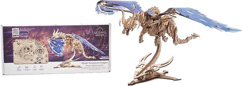 أحجية UGEARS Windstorm Dragon ثلاثية الأبعاد - ألغاز خشبية ثلاثية الأبعاد ذاتية التجميع للبالغين والأطفال - مجموعة نماذج خشبية ألغاز تنين ثلاثية الأبعاد واقعية مع محرك شريط مطاطي - لعبة ألغاز خشبية مقطوعة بالليزر in Saudi Arabia