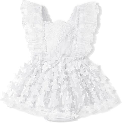Baby Girl Lace Romper Dress Butterfly Tutu Dress Boho Newborn Tulle Dress 1st Birthday Cake Smash Photoshoot Outfit in Saudi Arabia