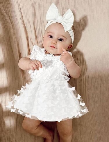 Baby Girl Lace Romper Dress Butterfly Tutu Dress Boho Newborn Tulle Dress 1st Birthday Cake Smash Photoshoot Outfit in Saudi Arabia