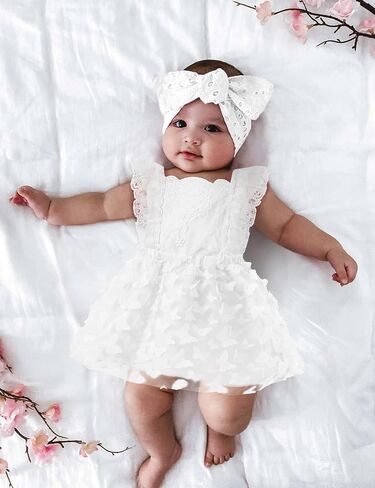 Baby Girl Lace Romper Dress Butterfly Tutu Dress Boho Newborn Tulle Dress 1st Birthday Cake Smash Photoshoot Outfit in Saudi Arabia