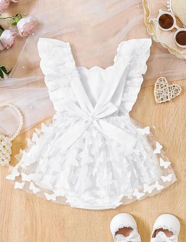 Baby Girl Lace Romper Dress Butterfly Tutu Dress Boho Newborn Tulle Dress 1st Birthday Cake Smash Photoshoot Outfit in Saudi Arabia