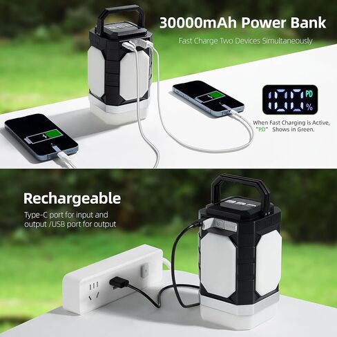 Sinvitron LED Camping Lantern,30000mAh Power Bank,Rechargeable Lantern1000LM, Up to 350H Running,3 Light Modes,Waterproof Tent Lights for Camping Essential, Lanterns for Power Outages,Hurricane,Hiking in Kuwait