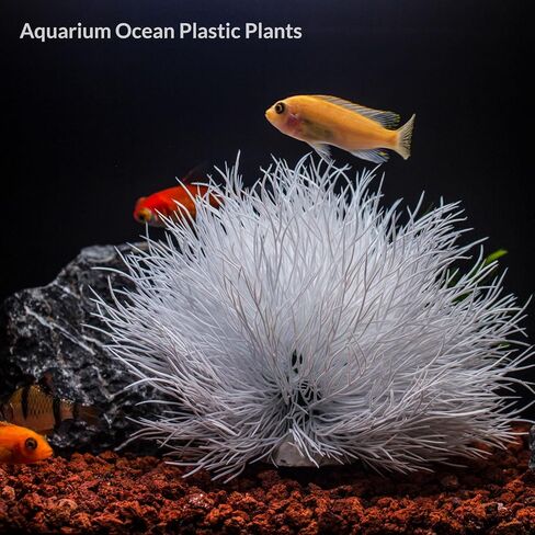 ديكورات حوض أسماك حوض السمك نباتات بلاستيك ديكور صناعي (أبيض) in Kuwait