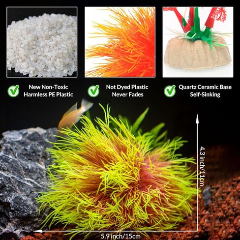 ديكورات حوض أسماك حوض السمك نباتات بلاستيك ديكور صناعي (أبيض) in Kuwait