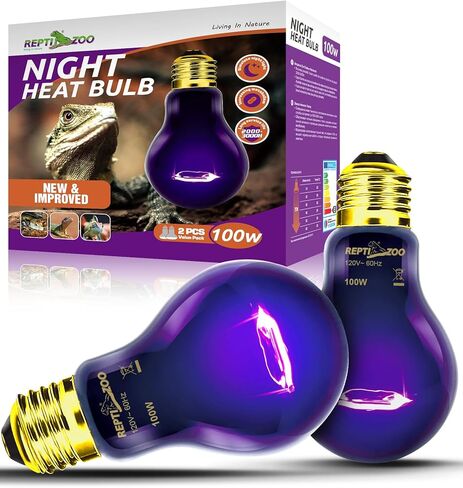 حديقة حيوان repti 2pack مصباح الحرارة الزواحف 100 واط لمبة الحرارة الليلية الزواحف مصباح الحرارة الليلي بدون الأشعة فوق البنفسجية للسلحفاة الملتحية التنين أبو بريص السحلية والثعبان e26 / e27 الأرجواني in Saudi Arabia