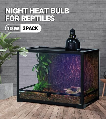 حديقة حيوان repti 2pack مصباح الحرارة الزواحف 100 واط لمبة الحرارة الليلية الزواحف مصباح الحرارة الليلي بدون الأشعة فوق البنفسجية للسلحفاة الملتحية التنين أبو بريص السحلية والثعبان e26 / e27 الأرجواني in Saudi Arabia
