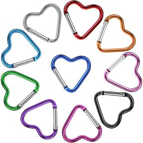 10 Pcs Heart Shape Keychain Hook Mini Small Clip Cute Aluminum Alloy Snap Clip Key Holder for Dog Leash Water Bottle Keys Outdoor Traveling Walking Hammock