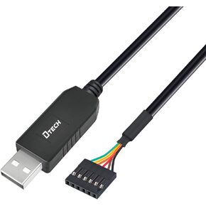 DTECH 3ft USB to TTL Serial Cable 5V 6 Pin UART Adapter Debug Cord Compatible with Windows 11 10 8 7 Linux MAC OS Genuine FT232RL Chip 6Pin 5 V Level Signal 2.54mm Dupont Female Header