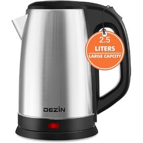 DEZIN Electric Kettle Upgraded, BPA Free 2.5L Stainless Steel Tea Kettle, Fast Boil Water Warmer with Auto Shut Off and Boil Dry Protection Tech for Coffee, Tea, Beverages in Kuwait