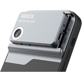 Phone Microscope Lens, HD 400x Zoom Phone Micro Lens Attachment, Adjustable All Inclusive Design Quick Focus with LED Light for iPhone 14 Pro Max