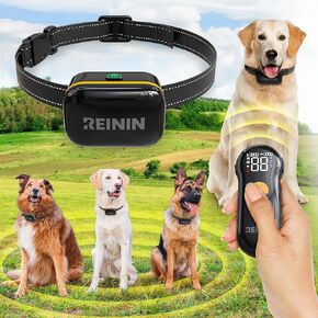 ReinIn Remote Dog Training Collar - 2625ft Range, Waterproof Collar, 3 Training Modes - Long Range, Pet Containment System for Small to Large Pups and Dogs.