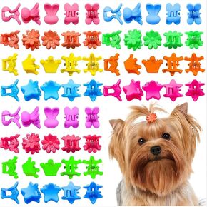 mix 100pcs Dog Hair Accessories Hair Clips for Small Dogs Colorful Cute Crown hair claw for Dog Girls Pet Hair Grooming Dog Supplies