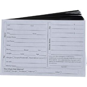 Gray Dog Grooming Client Cards 4X6 (100 Pack, 4 X 6 Inches) Client Information Clip Cards for Pet Groomer, Kennels, and Veterinarians