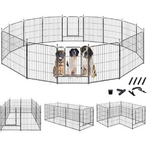 KOOPRO Dog Playpen Indoor, Dog Fence Outdoor for Yard 40" Height Heavy Duty Metal Puppy Play Pen Rustproof with Doors for Small/Medium/Large Dogs Portable Exercise Pet Fence for RV Camping, 8 Panels