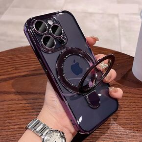 LXK Magnetic Invisible Stand for iPhone 16 Pro Max Case 6.9" Compatible with MagSafe, Military-Grade Protection, with Camera Protector, Clear Scratch-Resistant Back Cover for 16 ProMax,Desert Titanium