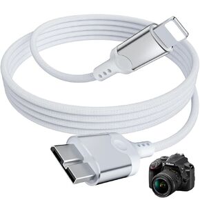 for Lightning to USB 3.0 Micro B OTG Cable for Camera Canon 5Ds/5DsR/5D4/ 1DX2/1DC/7D2, Nikon D5/D8 Series, Fuji GFX50S/X-H1/X-T2, Panasonic G9. Import Photos, Videos, Files for iPhone,3.3ft