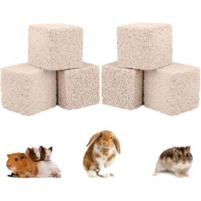Meow&Woof 6 Pcs Large Rabbits Lava Blocks,Small Animals Grinding Teeth Stone Hamster High Calcium Chews Toys Pet Chewing Stones for Chinchilla,Guinea Pig, Rat, Bunny