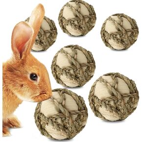 SunGrow Rabbit Leaf Ball, Trims Their Teeth, Entertaining Chew Item, Keep Bunny, Guinea Pig, Kitten & Chinchilla Well & Happy (6 Pack)
