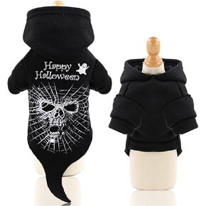 Dog Clothes Halloween Skull Puppy Shirt Breathable Thin Cotton Pet Tee Shirt Cat Chihuahua Apparel Black02 Small