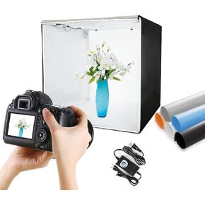Light Box Photography 16"x16", LTRINGYS Professional Dimmable Photo Studio Light Box with 126 LEDs, Photo Booth Shooting Tent Kit with 5 Color Backdrops for Product Photography,CRI >95