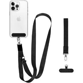 Phone Lanyard Crossbody Strap Wrist Strap 1 Pack Cell Phone Chain Anti-Theft Neck Phone Holder Wrist Strap & Crossbody Phone Case with Detachable Phone Strap Accessories(Black)