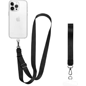 حزمة واحدة من حبل الهاتف، 1 × حزام رقبة قابل للتعديل، 1 × حزام معصم، 2 × مشبك هاتف، حزام هاتف حول الجسم، حبل للهاتف الخلوي، حبل هاتف Iphone، حبل هاتف، ملحقات حزام هاتف مضاد للسرقة (أسود) in Kuwait