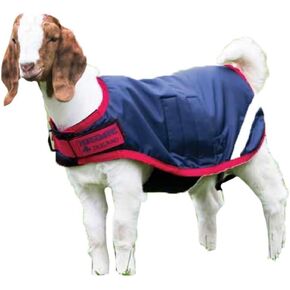 Horseware Ireland Breathable Waterproof Windproof Cold Weather Adjustable Goat Coat (100g Fill), Navy/Red, Large