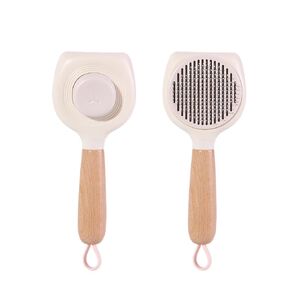 Cat Brush Dog Brush with Release Button for Shedding (Off white color)