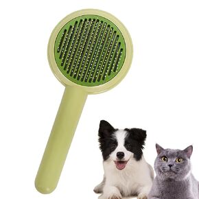 Pet Grooming Brush with One-Touch Hair Release Button, Capable of Combing the Tangled Hair of Cats and Dogs.Short-Haired and Long-Haired Cat and Dog Pet Hair Brushes(Green)