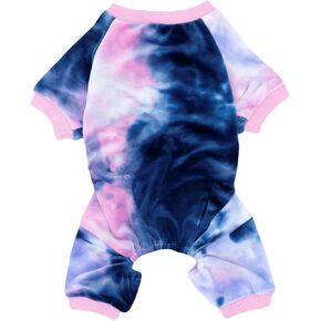 Tie Dye Dog Pajamas, Winter Dog Clothes for Small Dogs Girls boy, Warm Pet Cold Weather Coats, Lightweight Velvet Dog Onesie, Puppy Spring Winter Clothes, Jumpsuit, Jammies(Multicolor,M)