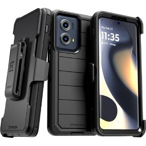 for Motorola Moto Edge (2024) Case with Belt Clip Holster & Kickstand, Screenless Protective Dual-Layer Shockproof Phone Case for Edge (2024) - Black