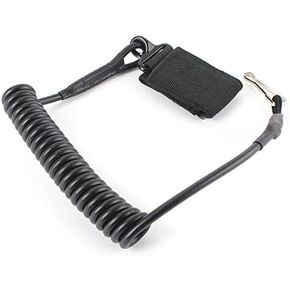 Adjustable Combat Sling Telescopic Tactical Pistol Hand Gun Secure Lanyard Spring Sling with Magic Tape Belt, Hanging Buckle
