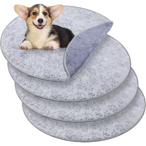 4 Pack Washable Pee Pads for Dog Waterproof Pee Pads Reusable Puppy Pads Pet Training Pads Absorbent Round Whelping Pads Floor and Bed Mat Fleece Pee Pad for Potty (32 Inch)