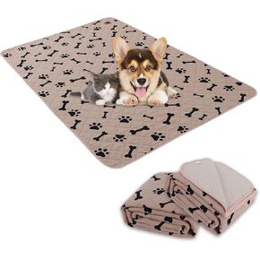 2 Pieces Dog Pee Pads - Washable Dog Rugs Non-Slip Puppy Pads for Small Dogs, Water Absorb Training Pads (24x18 (2pack), Beige)