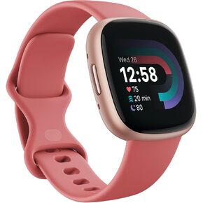 Fitbit Versa 4 Fitness Smartwatch with Daily Readiness, GPS, 24/7 Heart Rate, 40+ Exercise Modes, Sleep Tracking and More, Pink Sand/Copper Rose, One Size (S & L Bands Included) (Renewed)