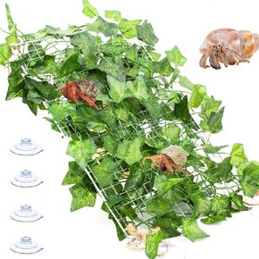لعبة تسلق السلطعون الناسك من فليدرونست، الحيوانات الصغيرة تسلق جدار العشب مع 4 أكواب شفط، نباتات حوض السمك لوازم الزواحف لعبة التسلق والإخفاء لسحلية السلطعون الناسك جيكو