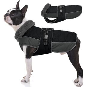 QBLEEV Warm Dog Coat Reflective Dog Jacket Adjustable Dog Winter Coat Turtleneck Dog Clothes for Cold Weather Waterproof Turtleneck Fleece Dog Snowsuit Dog Vest Dog Coats for Small Medium Large Dogs